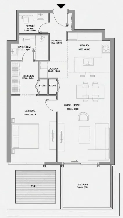 Cheval Residences 1 bed floor plan, 947 sqft