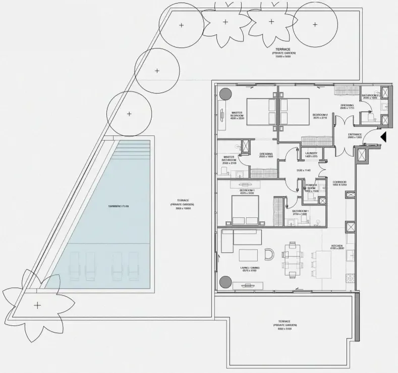 Cheval Residences 3 bed floor plan, 4,322 sqft