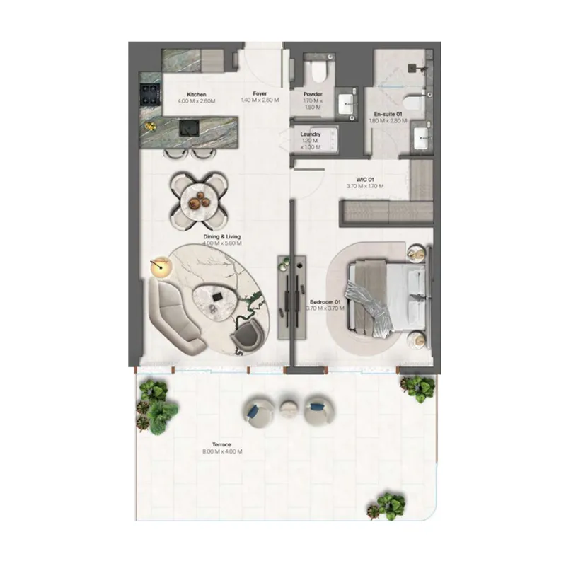 Hado by Beyond 1 bed floor plan, 1,072 – 1,074 sqft