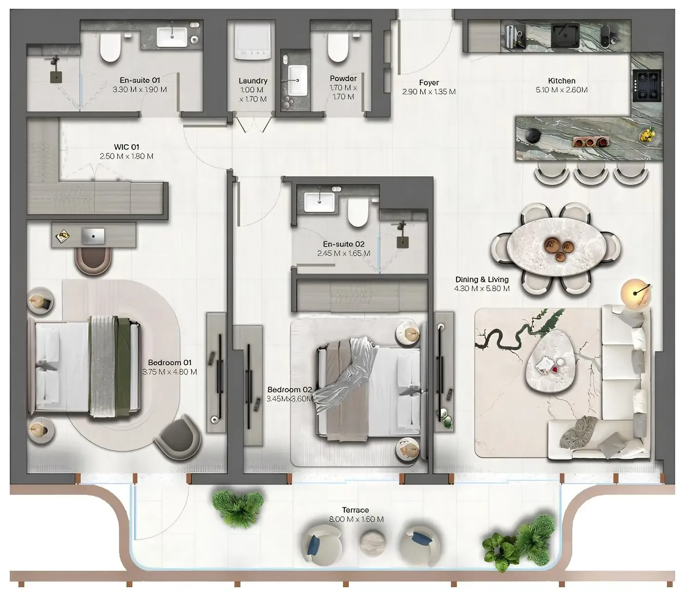 Hado by Beyond 2 bed floor plan, 1,236 – 1,622 sqft