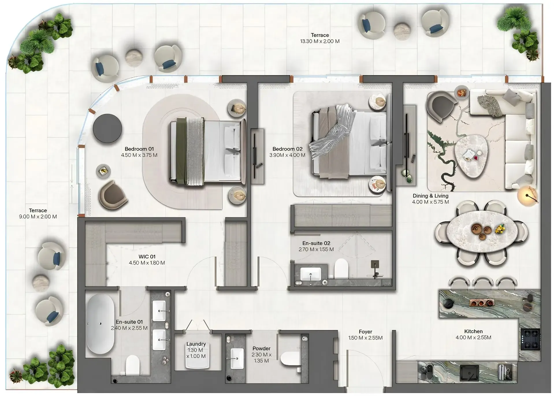 Hado by Beyond 2 bed floor plan, 1,685 sqft