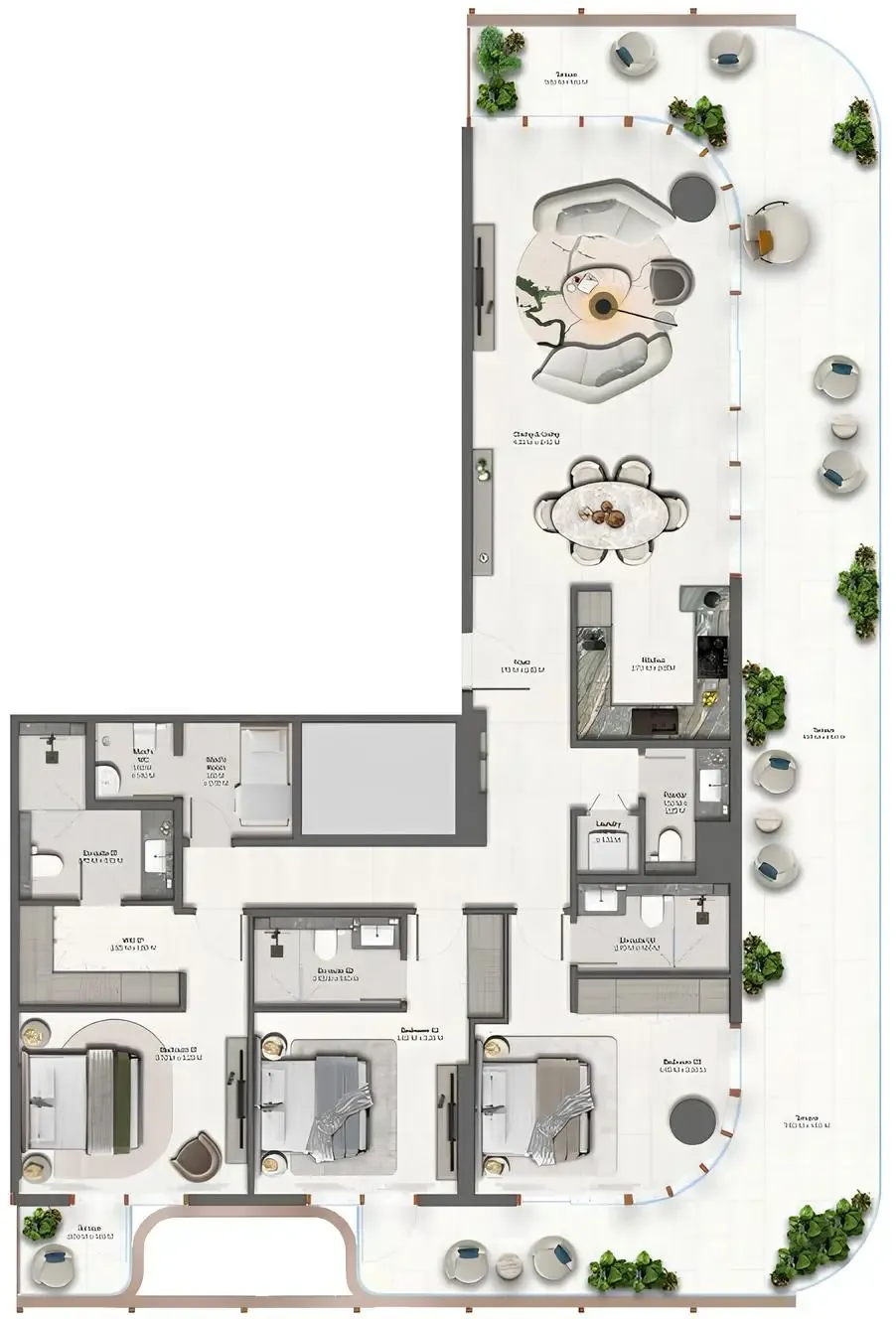 Hado by Beyond 3 bed floor plan, 2,496 sqft