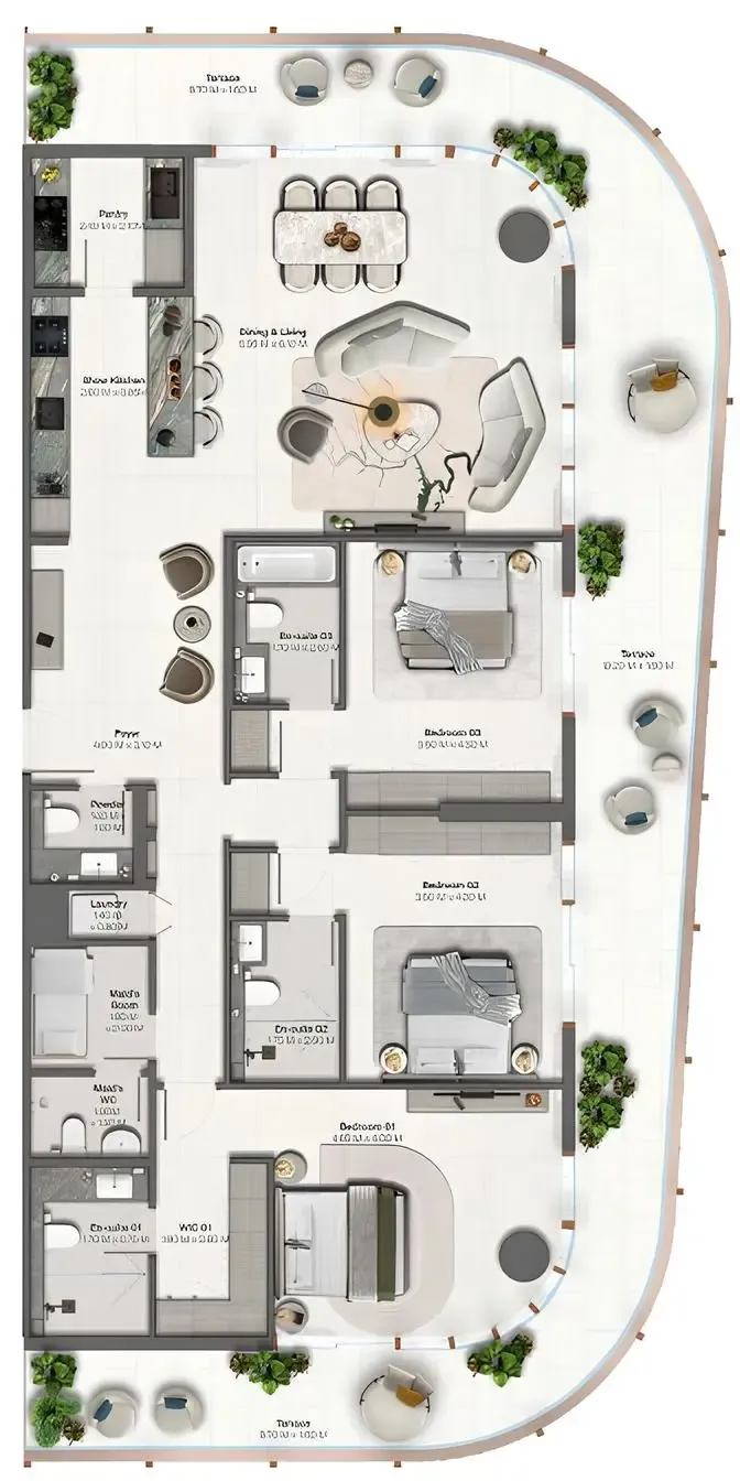 Hado by Beyond 3 bed floor plan, 2,492 – 2,495 sqft