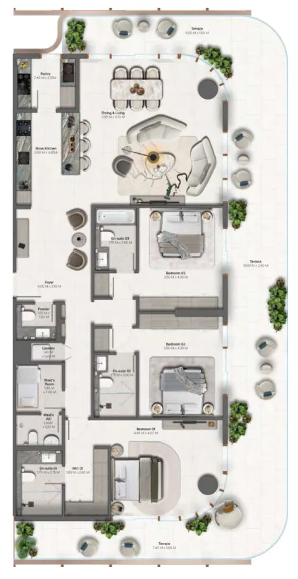Hado by Beyond 3 bed floor plan, 2,675 sqft
