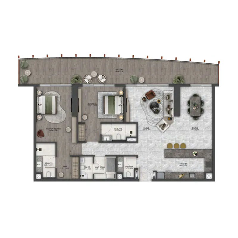 Kanyon by Beyond 2 bed floor plan, 1,619 – 1,649 sqft