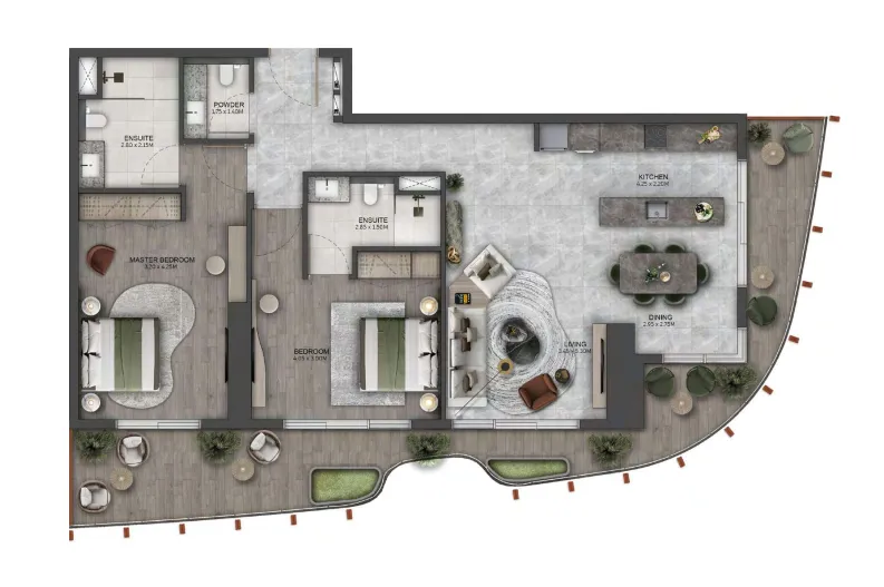 Kanyon by Beyond 2 bed floor plan, 1,368 sqft