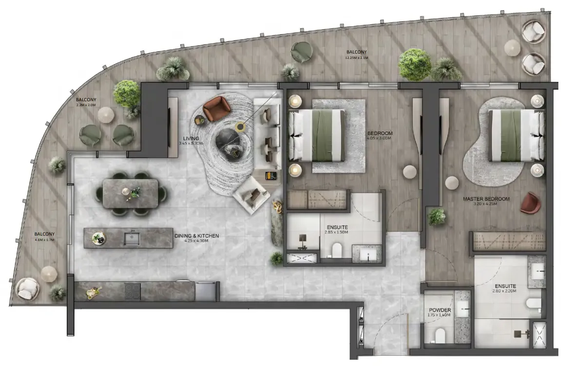 Kanyon by Beyond 2 bed floor plan, 1,388 sqft
