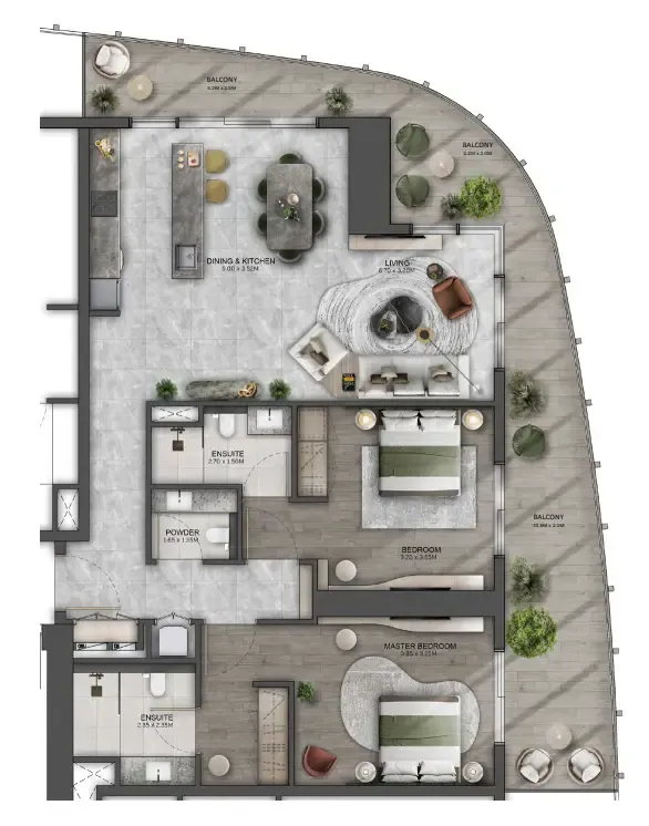 Kanyon by Beyond 2 bed floor plan, 1,447 sqft