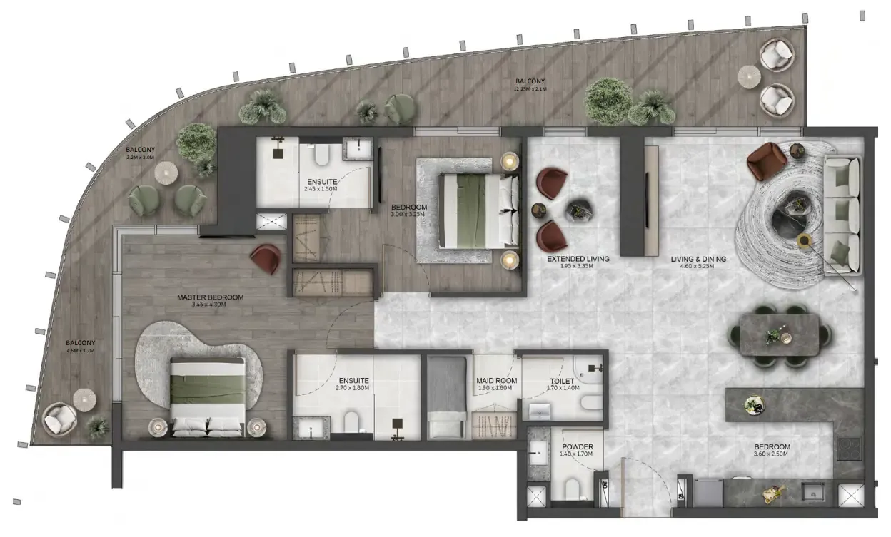 Kanyon by Beyond 2 bed floor plan, 1,534 sqft
