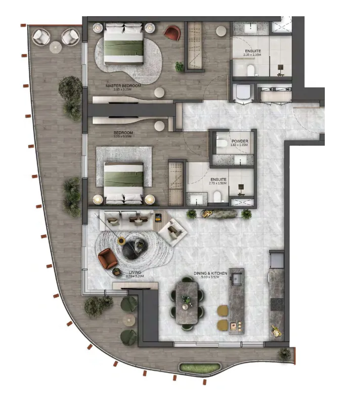 Kanyon by Beyond 2 bed floor plan, 1,420 sqft
