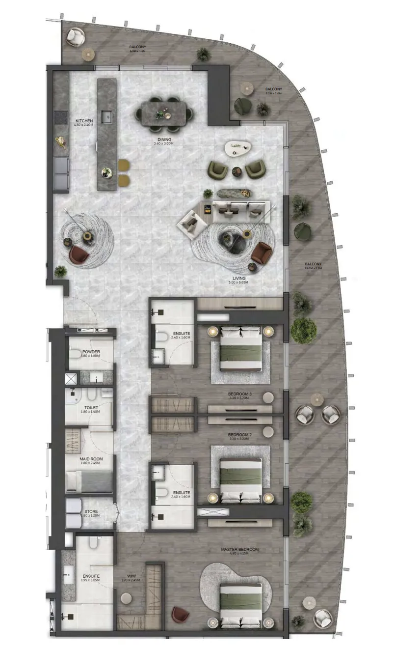 Kanyon by Beyond 3 bed floor plan, 2,267 – 2,402 sqft