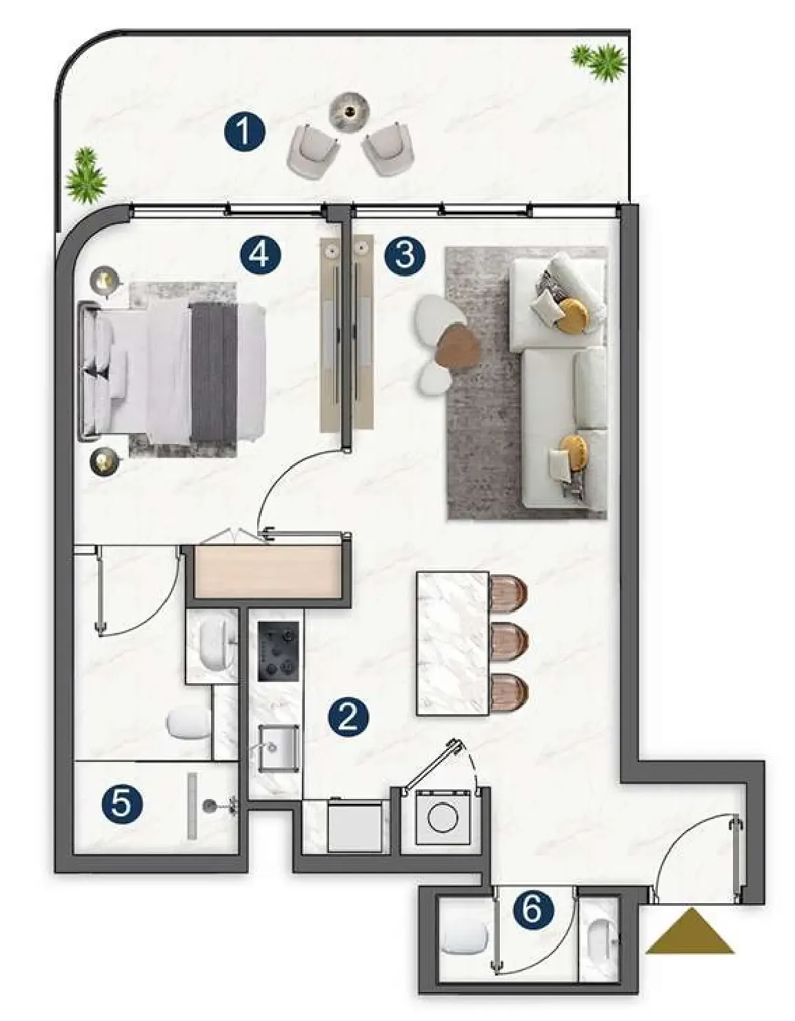 Voxa Pantheon 1 bed floor plan, 673 sqft