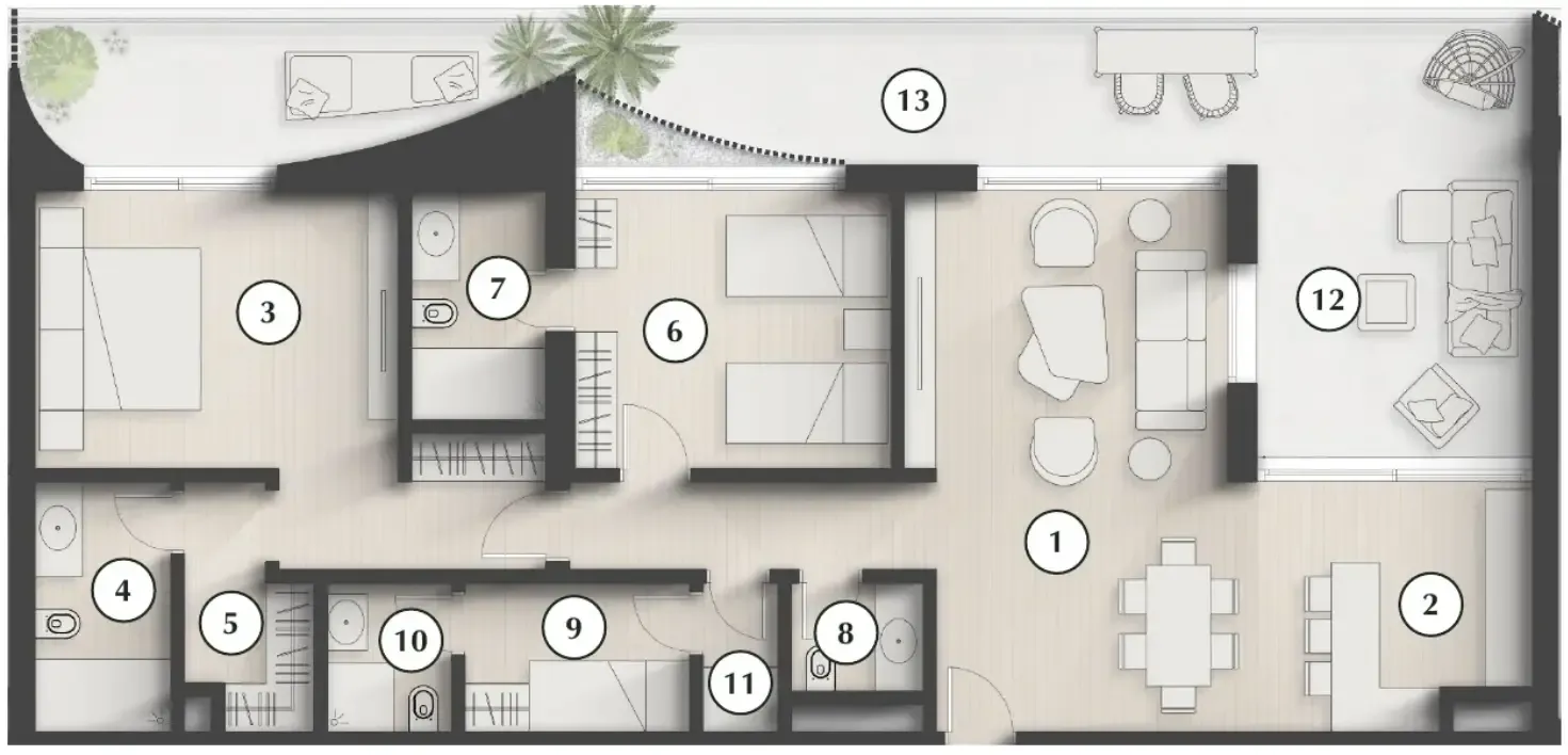 Lunaya Terraces 2 bed floor plan, 1,817 sqft