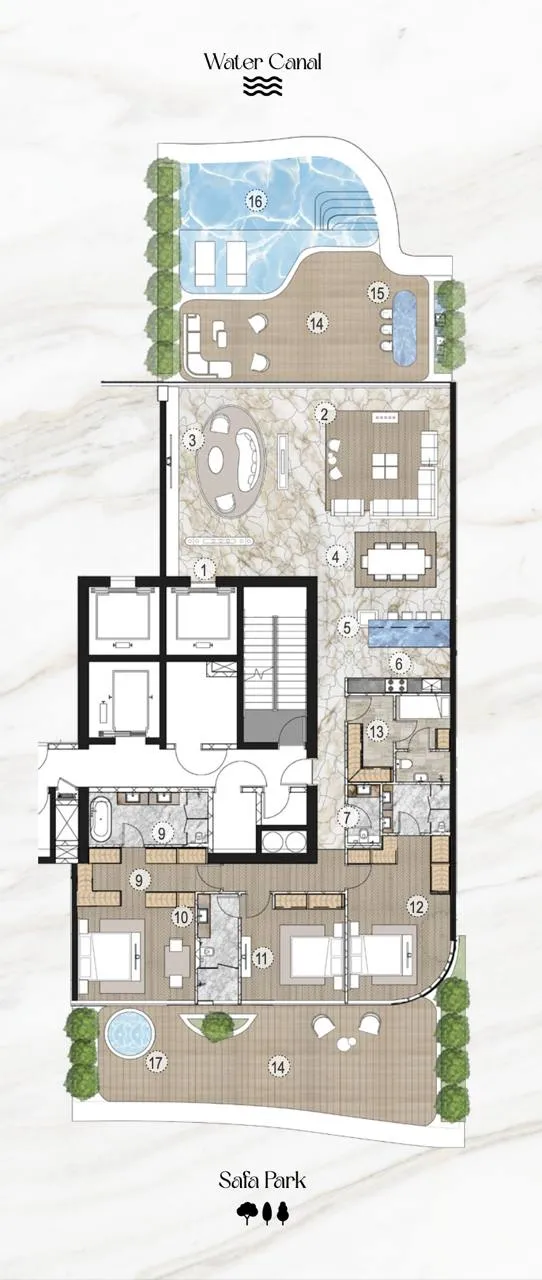 Casa Canal 3 bed floor plan, 4,888 sqft