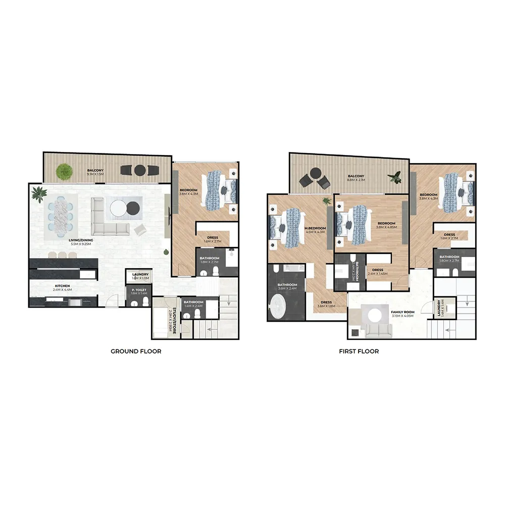 Hatimi Residences 4 bed floor plan, 3,261 sqft