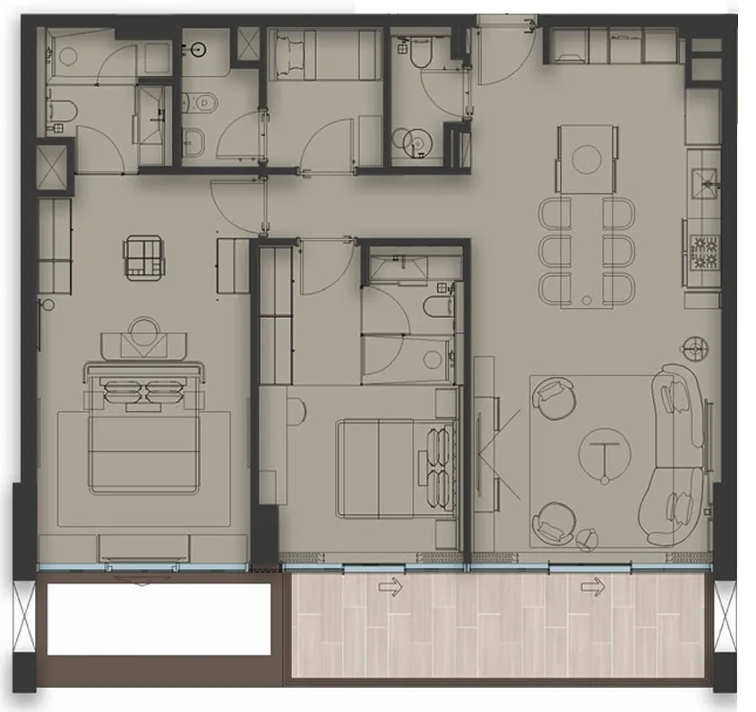 Sea Cliff by Imtiaz 2 bed floor plan, 1,384 – 2,411 sqft