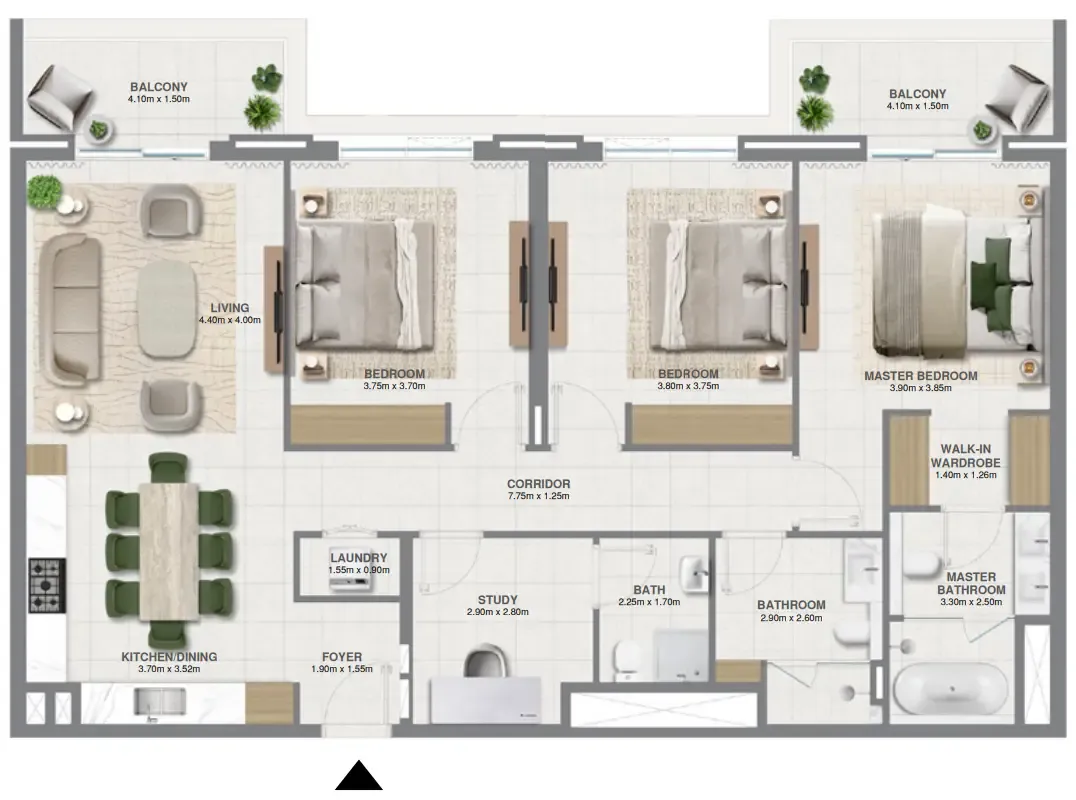 Golf Verge 3 bed floor plan, 1,683 sqft