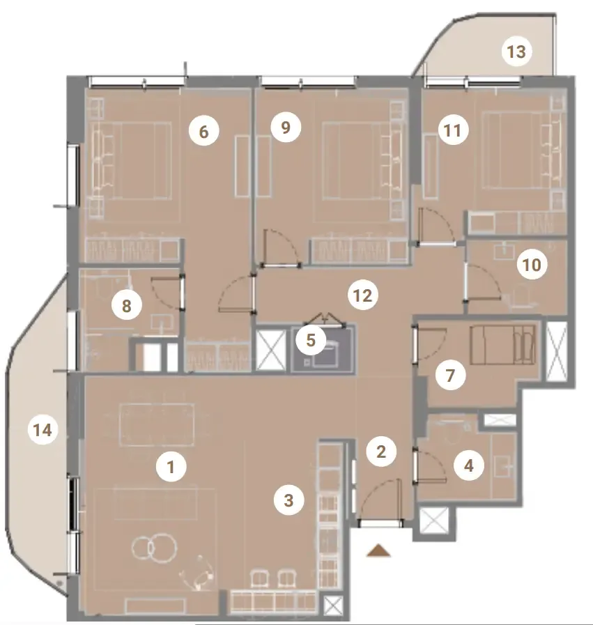 Takaya 3 bed floor plan, 1,687 sqft