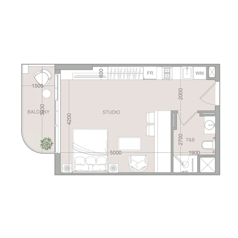 VERDAN1A 4 Studio floor plan, 445 sqft