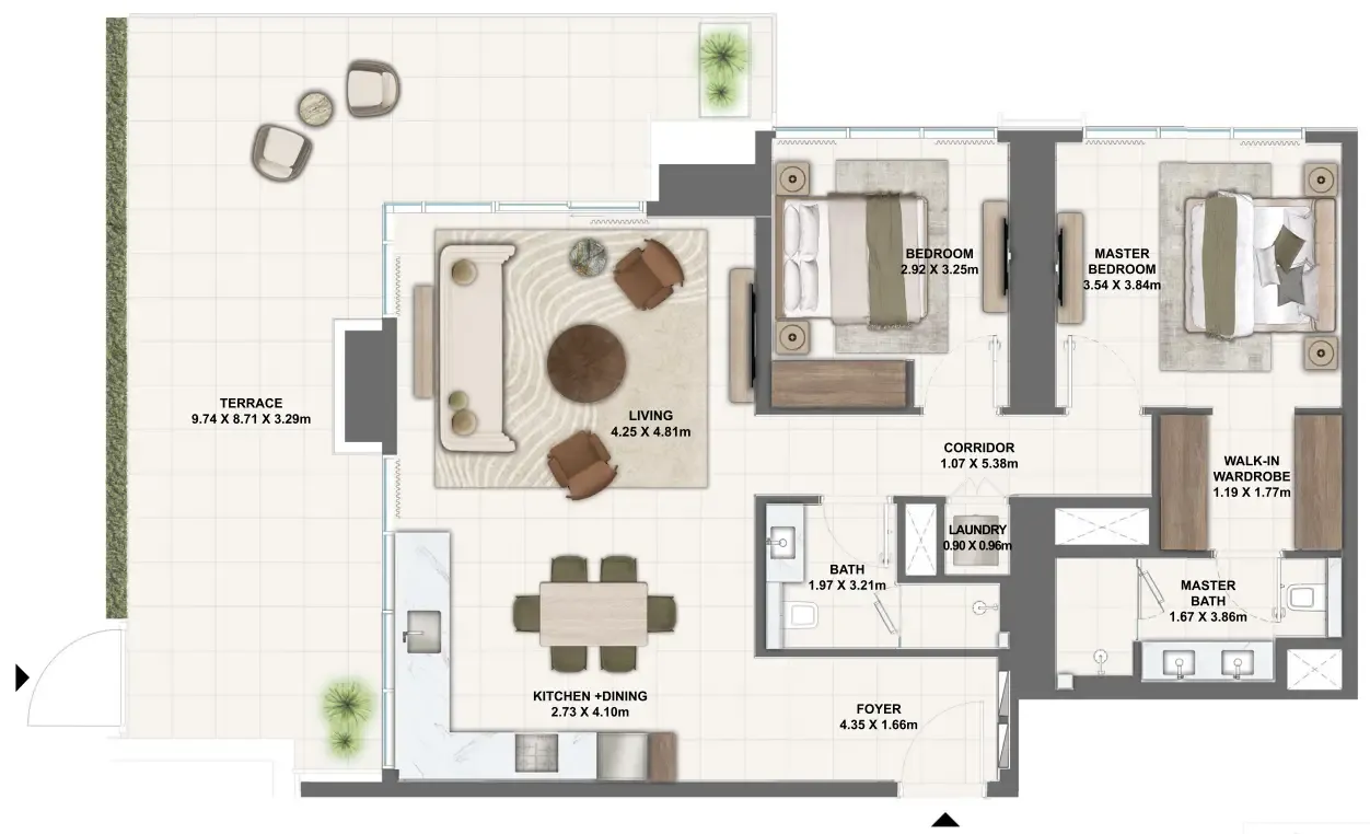 Silva Dubai Creek Harbour 2 bed floor plan, 1,650 sqft