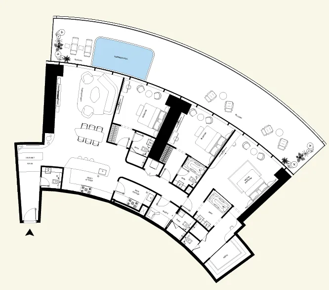 Mercedes-Benz Places by Binghatti 3 bed floor plan, 3,251 – 3,289 sqft