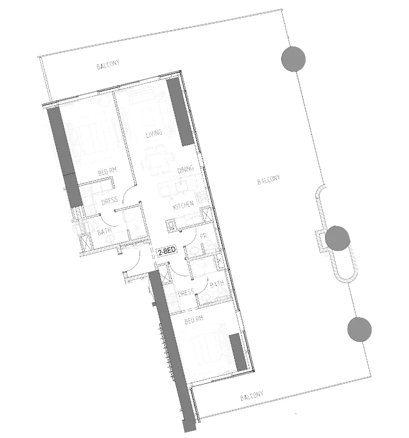 Damac Bay 2 2 bed floor plan, 2,864 sqft