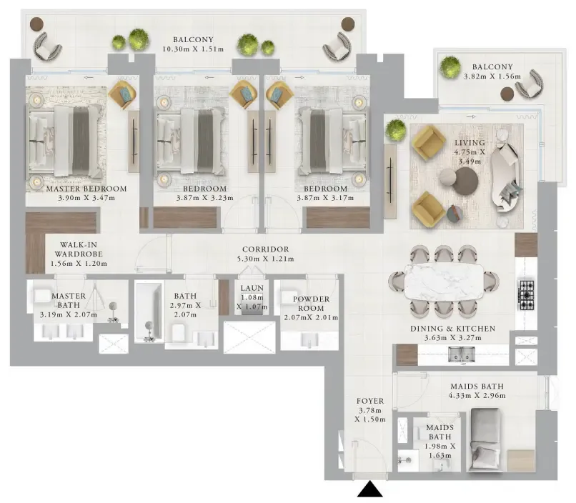 Creek Haven 3 bed floor plan, 1,863 sqft