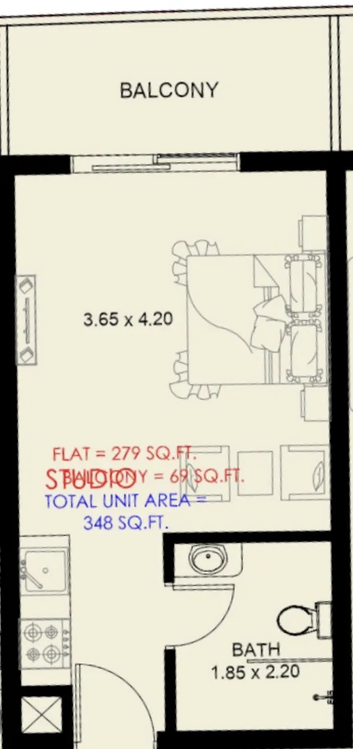 Astra South 2 bed floor plan, 1,081 sqft