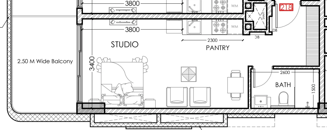 Al Haseen Residences 5 Studio floor plan, 458 sqft