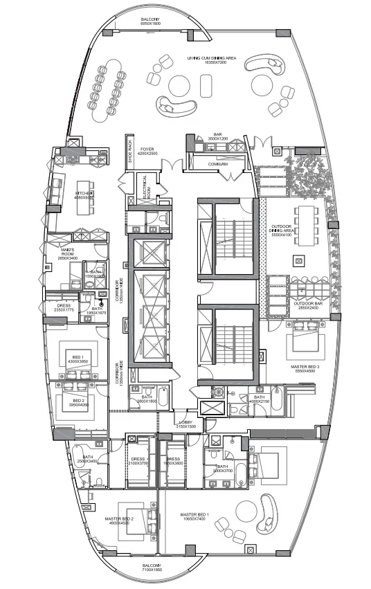 Marina Star 5 bed floor plan, 6,054 sqft