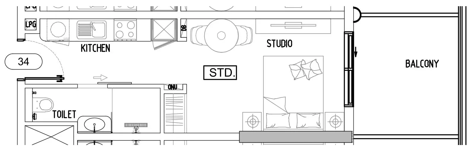 Damac Lagoons Views Phase 3 Studio floor plan, 402 sqft
