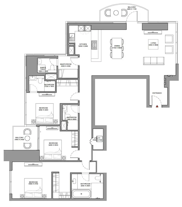 Skyscape 3 bed floor plan, 2,068 sqft