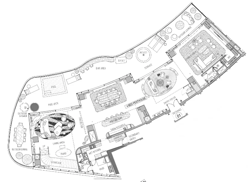 Damac Bay 4 bed floor plan, 10,035 sqft