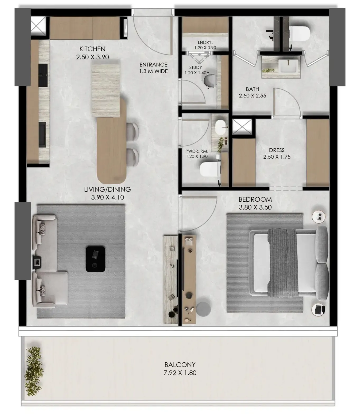 Verano by Prescott 1 bed floor plan, 857 sqft