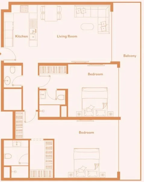 Luma Park Views 2 bed floor plan, 1,360 sqft