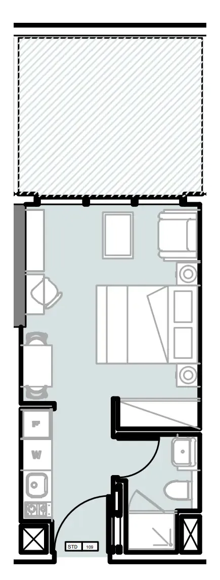 Verdana III Studio floor plan, 397 sqft