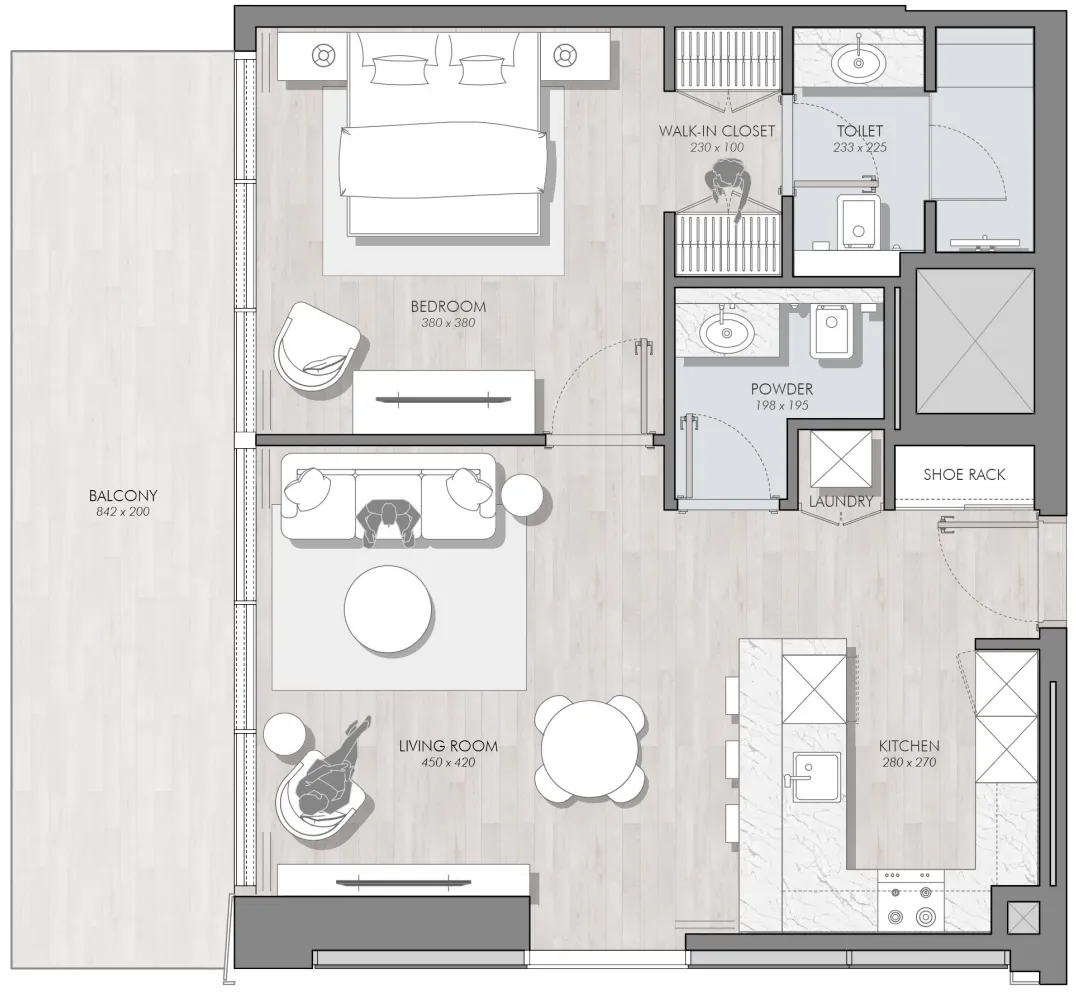 Avant Garde Residences 2 1 bed floor plan, 875 sqft