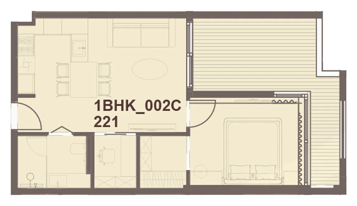J-Haus Residence 1 bed floor plan, 699 sqft