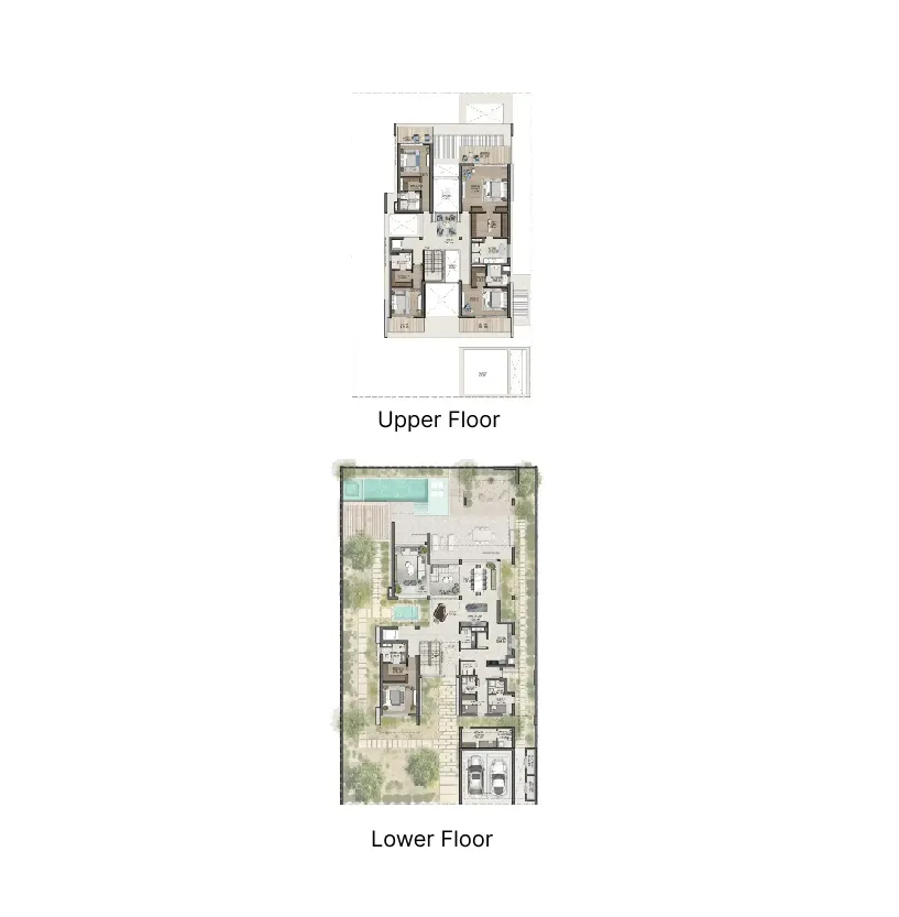 Naseem Al Jurf 5 bed floor plan, 5,749 – 6,523 sqft