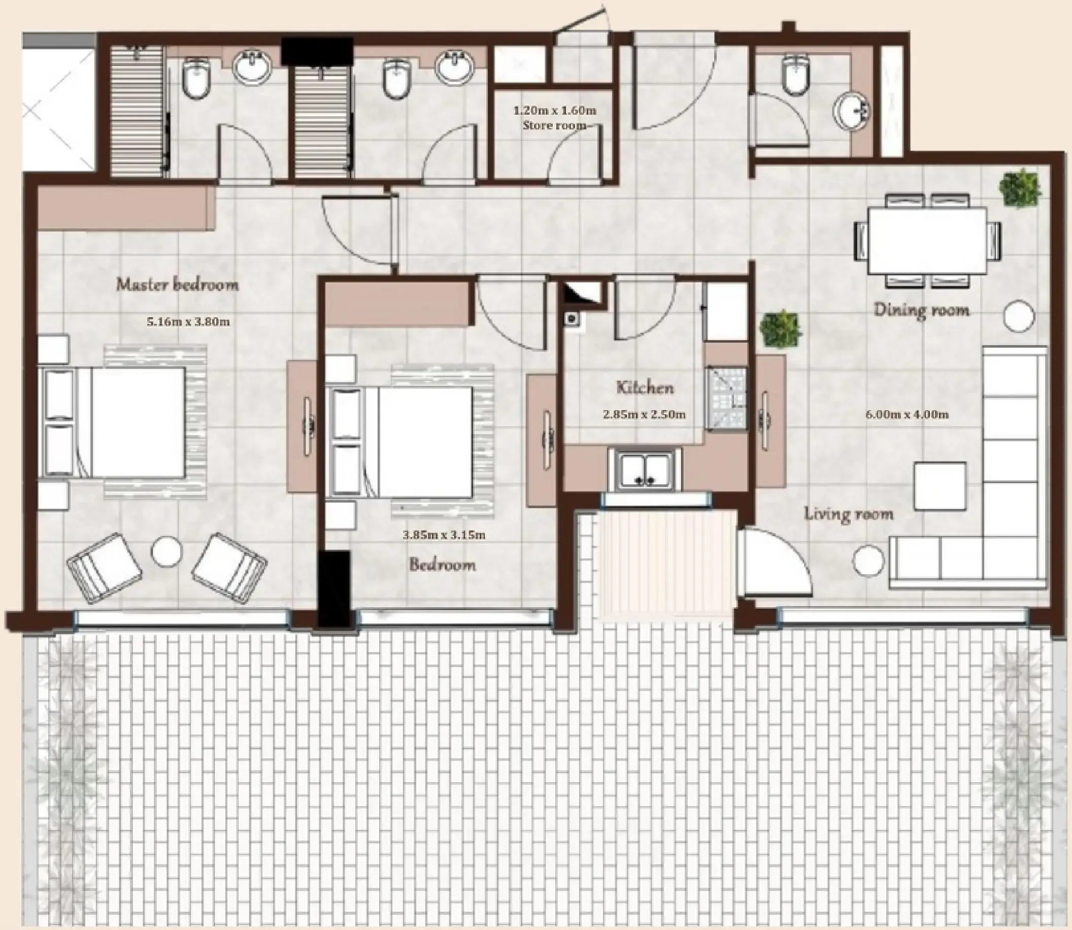 Maison Cannelle Residence 2 bed floor plan, 1,800 sqft
