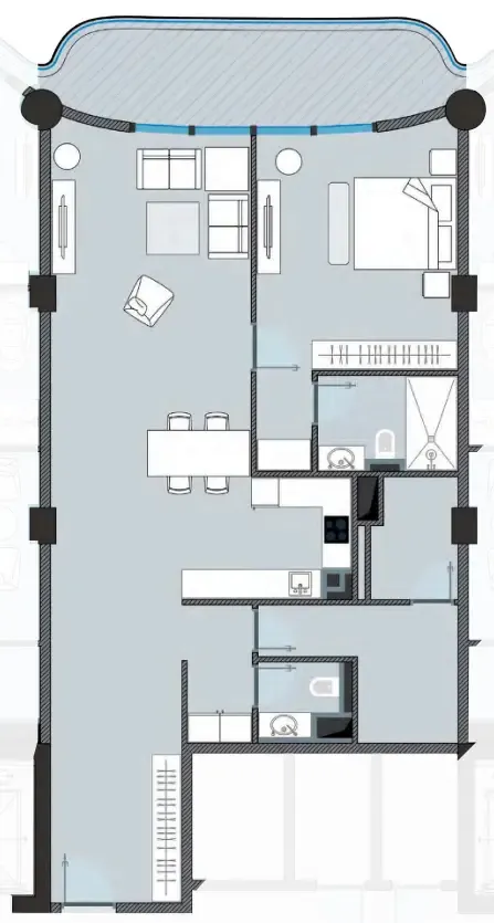 NEXT Coral 1 bed floor plan, 1,298 sqft