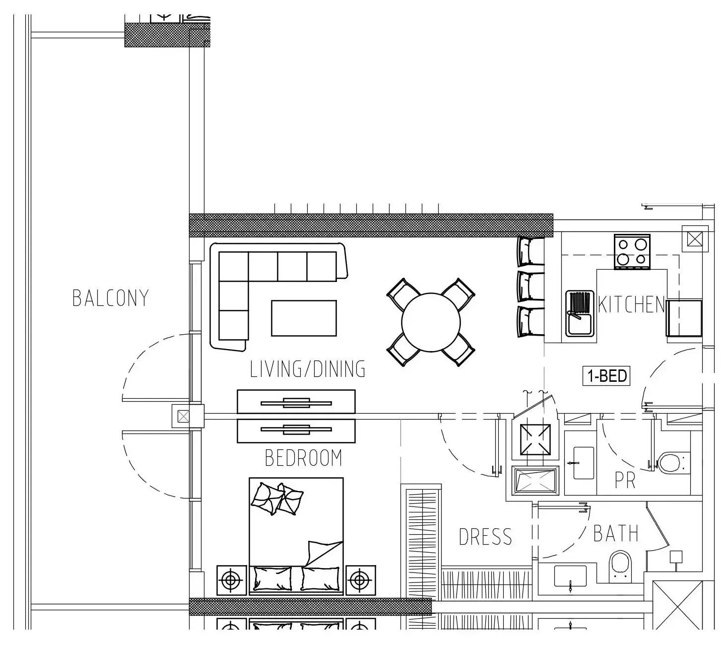 Damac Riverside Views 1 bed floor plan, 895 – 898 sqft