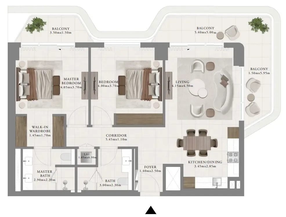 Sera 2 2 bed floor plan, 1,326 sqft
