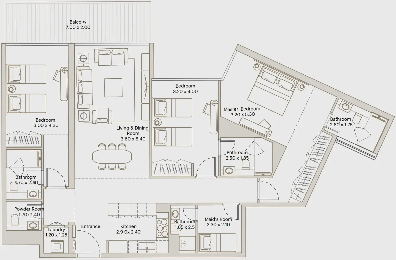 Eleve 3 bed floor plan, 1,633 sqft