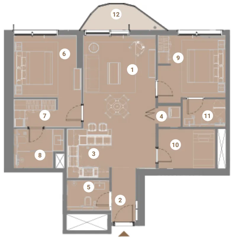 Takaya 2 bed floor plan, 1,481 sqft
