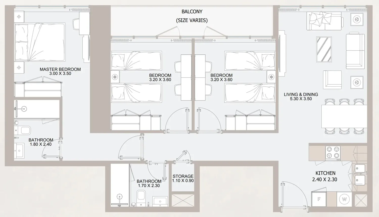Vista 3 3 bed floor plan, 1,692 sqft