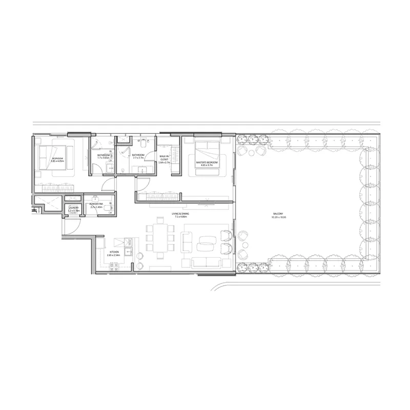 The Blue Beach Residence 3 bed floor plan, 2,481 sqft