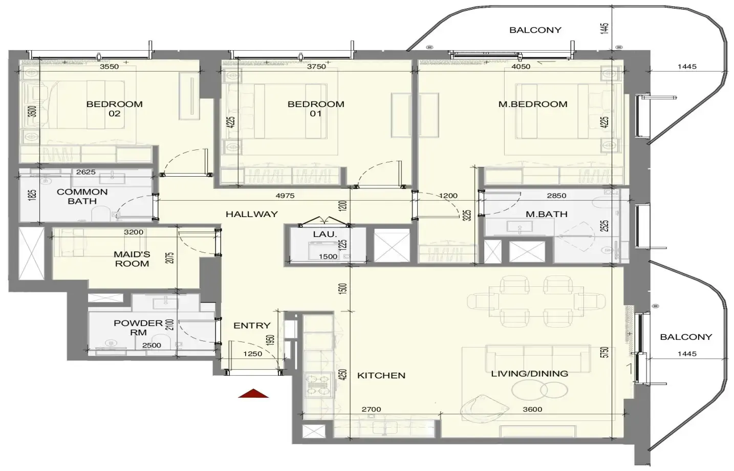 Takaya 3 bed floor plan, 1,691 sqft