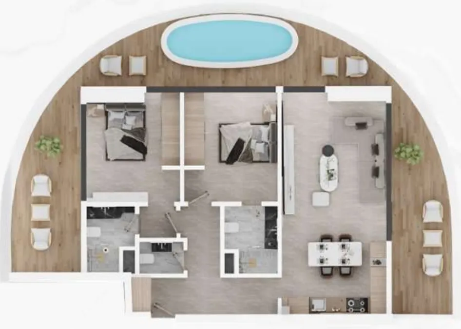 Electra Acube 2 bed floor plan, 1,715 sqft