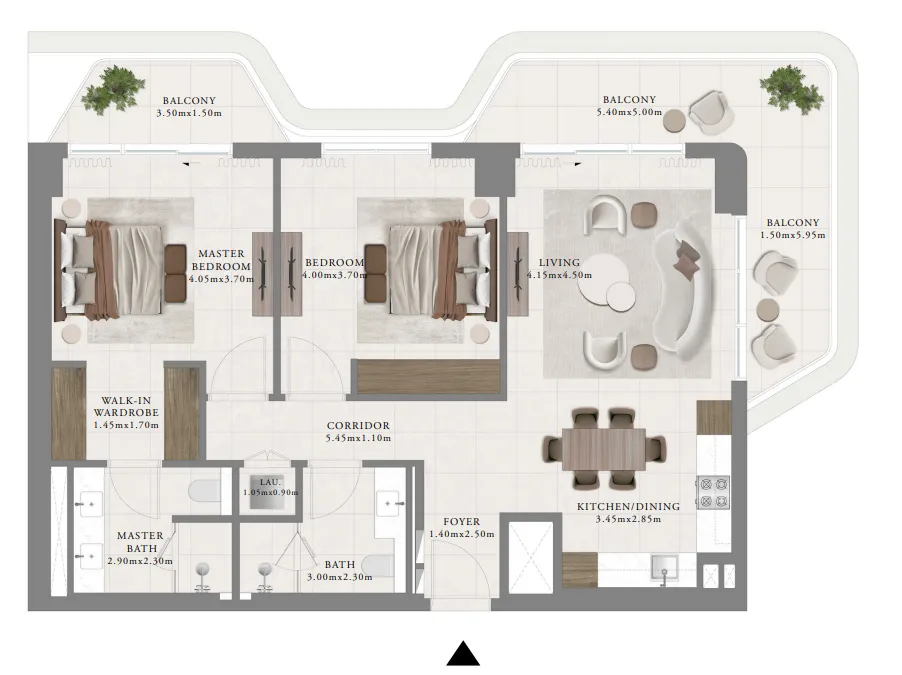 Sera 2 2 bed floor plan, 1,326 sqft